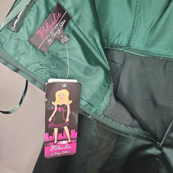 Womens Sweetheart Neckline Ruffled Whimsical Glam Strapless Dress Sz 7 HOCO GRN - Picture 5 of 16